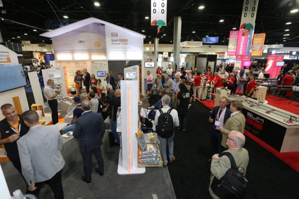 Photo of the Coverings Exhibit floor feature tile, stone and accessories manufacturers from all over the world